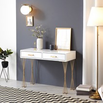 [에타홈] 라헬 폭좁은콘솔 복도장 콘솔데스크 서랍형 슬림콘솔 드라마협찬가구, 골드