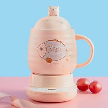 중탕기 차탕기 전기약탕기 220V 800ML 미니 전기 스튜 컵 사무실 차 죽 냄비 우유 난방 물 주전자 세라믹, 04 Pink Cat