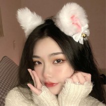 러블리 고양이 머리띠 셀럽 촬영 방송용 할로윈데이 관종템, 1개, 블랙