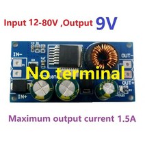강압기 2.1A 고전압 EBike DC-DC 컨버터 벅 스텝 다운 레귤레이터 모듈 80V 72V 64V ~ 15V 9V 3.3V, 10 Out 9V No terminal