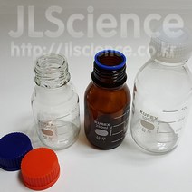 [JLS] 국산 메디아병 (샘플병) 100ml ~ 1000ml 투명 갈색 캡(뚜껑색상) 선택가능 Media Bottle 유리병 배양병 시료병, 갈색 100ml 1개, 파랑, 1개