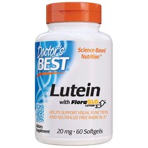 FloraGLO Gluten Free 비전 지원 시력 증진 시력 건강 보호 플로라 글로 베스트 루테인 20mg, 60 정