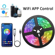 파티룸 인테리어 소품 wifi led 스트립 조명 music sync rgb 5050 led 테이프 alexa smart 조명 스트립 파티 룸 장식 tv 백라이트, 와이파이 앱 제어, 3m