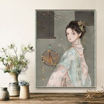 MINJING 3D전체DIY 큐빅 보석 십자수세트 대단한 인물 전통미인 미녀 취미생활 비즈십자수 집들이 선물 생일 xnbvhdb 005, 1세트, 70x50cm