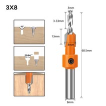 1pc 8mm shank hss woodworking 카운터 싱크 라우터 비트 나사 추출기 remon demolition for wood milling cutter, 3x8