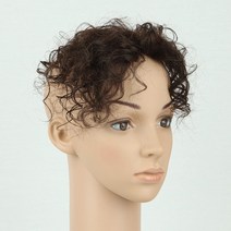 [W2020] 인모 100% 짧은머리 웨이브 원형탈모 소형 정수리 부분가발, 1개, 대(10cmx10cm)-자연검정