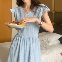 잇츠스타일 여성 V넥 레트로 체크무늬 나들이룩 심플 데일리 롱원피스