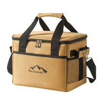 BEIKEMALL 쿨러 박스 소형 18L 보냉 가방 접이식 낚시 BBQ 피크닉 소풍 불꽃 놀이 바베큐 캠프 보온 보냉 가방 방수 경량 소지와 어깨걸이 운반 편리 (카키 18L)