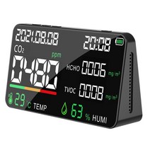미세먼지측정기 먼지 공기 공기질 측정기 CO HCHO TVOC 검출기 지능형 이산화탄소 측정기 대기 질 모니터, 02 Black