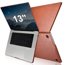 ICARERFAMILY MacBook Pro 13 인치 케이스 가죽 2022-2016년 발매 M1M2 칩 A2338A2289A2251A2159A1989A1708A1706 대응 케이스(브라운)