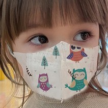 미소담은마스크 3D 마스크 50매 유아 아동 새부리형 어린이 초등학생 유치원 캐릭터 입체, 1매입, 소형 3D 올빼미