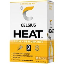 [TEST]CELSIUS HEAT On-the-Go Performance Energy Powder Stick Packets Strawberry Mango (Pack of 14), Lemonade Mist