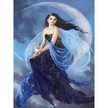DIY 피포페인팅 달빛 요정 나비요정 인물화 색칠하기 여신 미녀 성인 쉬는 시간 즐기는 스트레스 해소 유화그리기 집콕취미 선물용 액자프레임포함 40*50CM, 달의요정그리기M번