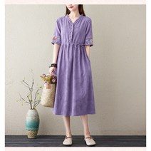 여름 생활한복 원피스 린넨 삼베옷 면마소재 빅사이즈 계량 개량 중년여성 마실