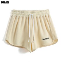 DFMEI 그레이 트레이닝 반바지 여 와이드 팬츠 스트링