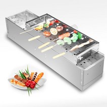 기름안튀는불판 연기안나는불판 조정 가능한 자동 뒤집기 바베큐 그릴 10 개 스티커 스테인레스 선반 꼬치 롤링 도구, 단일옵션