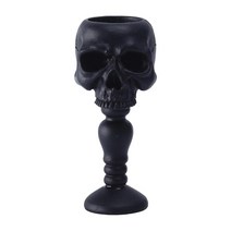 해골 테이퍼 캔들 홀더 원주 양초 기둥 양초 촛대 동상 거실 저녁 파티 할로윈 장식품, 수지, 검은색