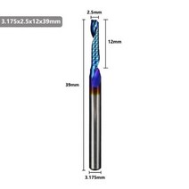 드릴 비트 타일용 이중기리 만능드릴비트 xcan 단일 플루트 엔드 밀 샹크 나노 블루, 3.175x2.5x12