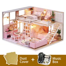 미니어처 아파트 모형 diy 하우스 미니어쳐하우스 diy 하우스 만들기 미니어쳐 오르골 아이엠미니 Cutebee DIY 인형 집 키트 다락방 나무 미니 가구 LED 조명 생, L25c