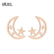 별피어싱 남자 여자 스테인레스 스틸 할로우 스타 귀 여성을 위한 작은 스터드 귀걸이 매일 십대 어머니의 날 천체 생일 선물 쥬얼리