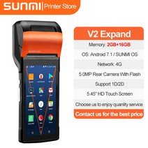 핸드폰사진인화기 사진출력기SUNMI V2 현금 재고 판매 소매 영수증 인쇄 58mm 열 터미널 POS PDA 4G 5.45, V2 표준, EU 플러그