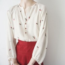 꽃무늬 빈티지 장미 블라우스 셔츠 꽃가라셔츠