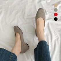 슈니슈 예티 슬림 사각코 스퀘어라인 스웨이드 로우굽 펌프스힐 3cm 4colors