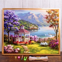 보석십자수 창업 도구 풍경 벚꽃 나무 사전 인쇄 크로스 스티치 자수 전체 키트 수공예 뜨개질 취미 재봉, HMA70928_40x50cm_11CT 실크 스레드