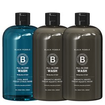블랙페블 남자 올인원 퍼퓸 바디워시 500ml x 3개 세트, 블랙2 + 블루1