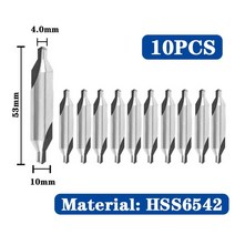 Hss 결합 센터 드릴 ti 코팅 60도 카운터 싱크 앵글 비트 세트 6pcs 1.0 5mm 금속 센터링 드릴 비트 선반 w6542 m35, a4.0(10mm)6542