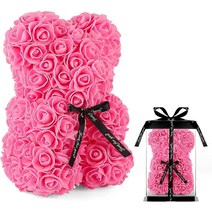 MIR WAY 장미 곰돌이 조화 로즈베어 꽃다발 선물박스포함, S, 핑크S