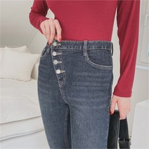 몬말리 몬말리 사선 버튼 스키니 청바지 (9190603)