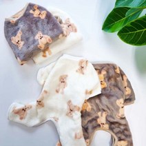 펫먼트 강아지 고양이 곰돌이 조끼 실내복 올인원 조끼, 브라운 (올인원)