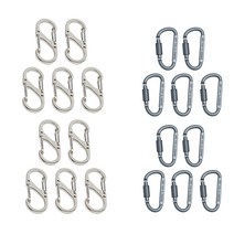 포프트리 등산 캠프 낚시 고강도 S형 양방향 카라비너 10p + D형 락 카라비너 10p 세트, S형 실버 10p + D형 그레이 10p