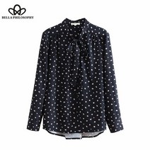 패셔너블 HStar 우아한 플로랄 프린트 탑스 블라우스 보타이 칼라 긴 소매 오피스 레이디 셔츠 캐주얼 Mujer