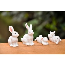 정원 꾸미기 소품 장식 미니어처 귀여운 토끼 시뮬레이션 농장 동물 모델 요정 테라리움, 세트 4개
