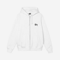 스투시 베이직 스투시 후드 집업 화이트 2022 Stussy Basic Stussy Zip Hoodie White 2022