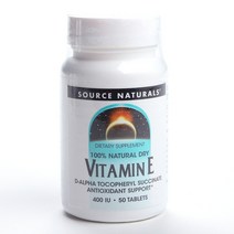소스내츄럴스 Source Naturals 비타민 E 400 IU 타블렛 글루텐 프리 무설탕, 50개입 × 1개