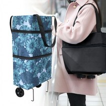 접이식 장바구니 바퀴달린 시장가방 휴대용 쇼핑카트, 플라워 FLOWER, 본상품선택