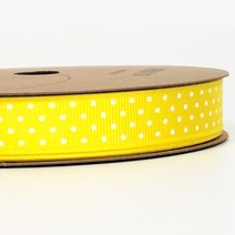 리본벨리 땡땡이 골직 리본 15/25mm 16yd 선물 포장 리본 공예 DIY, 25mm, 7.노랑