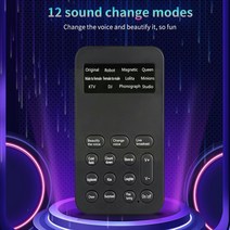 전화 PC 범용 음성 체인저 미니 소형 사운드 카드 휴대용 8 멀티 마이크 변장 게임/라이브 방송 J6V2, 한개옵션0