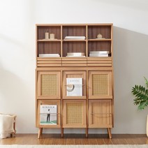 소티디자인 헤이즐 라탄 플랩도어 수납장 1100 + 선반장 1100 세트, 캄포+조립 P601RTO+D602RTOAP