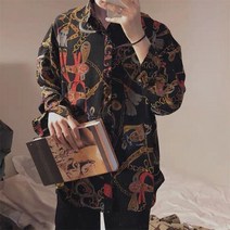 화려한 프린팅 남자 셔츠 오버핏 하와이안 조폭 바캉스룩 루즈핏