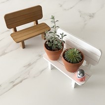 미니어처 우드 벤치 18cm / 화분 다육이 꾸미기 피규어 진열 다용도 장식용 원목의자, 화이트