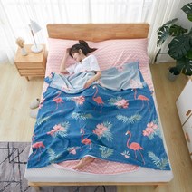 휴대용 호텔 침낭 여행용 숙박 초경량 침대 라이너 시트 이불 침대커버, F 80x210cm, G 플라밍고