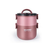 도시락통 원형 삼층 1000ml+1600ml+2200ml 304 스테인리스강 보온 BXGFH5, 이층1600ml, 빨간색