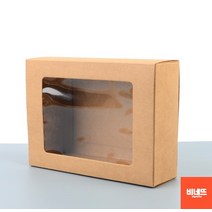 마카롱 베이킹포장 투명상자 샌드위치포장 쿠키박스 크라프트상자, 중 브라운