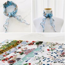 면 심플 플라워 꽃무늬 나염 화려한 러블리 여성 사계절 여자 미니 쁘띠 숏 손목 가방 목 스카프 간편 스타일링 데일리 코디 심플 모던 레이어드 여행 데이트 핫템 예쁜 컬러 마후라