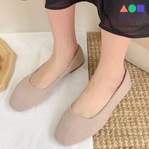 몬드스팟 1cm 여성 골지 둥근코 단화 로퍼 플랫슈즈 베이지 (DM558)