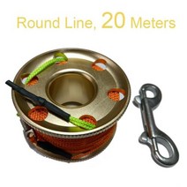 프리다이빙컴퓨터 다이버컴퓨터 다이버시계 15203050 라인 알루미늄 스쿠버 다이빙 손가락 스풀 릴 스테인레스 스틸 스냅 볼트 클립 DIY 장비, Gold 20M Round Line